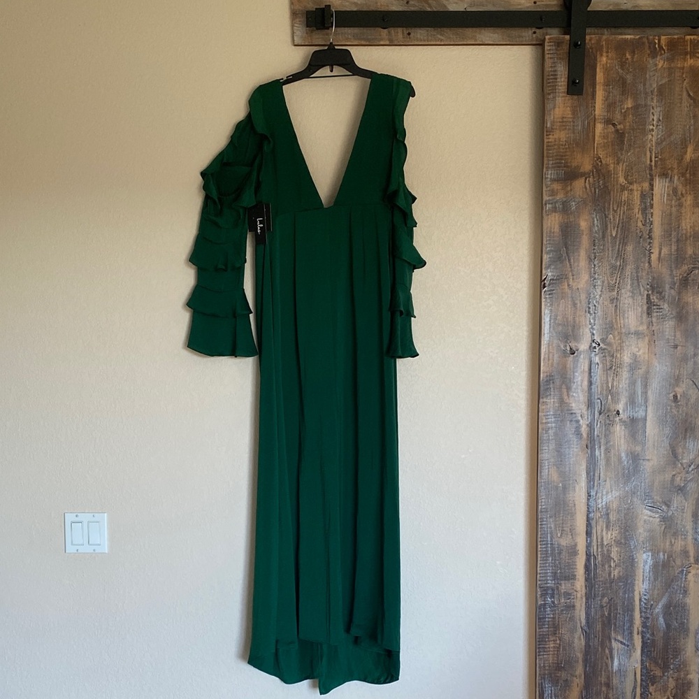 Lulu's Emerald Long Sleeve Ruffle Dress